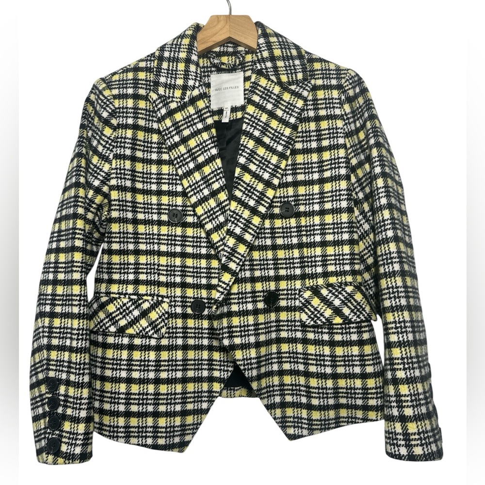 Anthropologie Avec Les Filles Wool Blend Blazer Jacket Plaid Fall Aesthetic